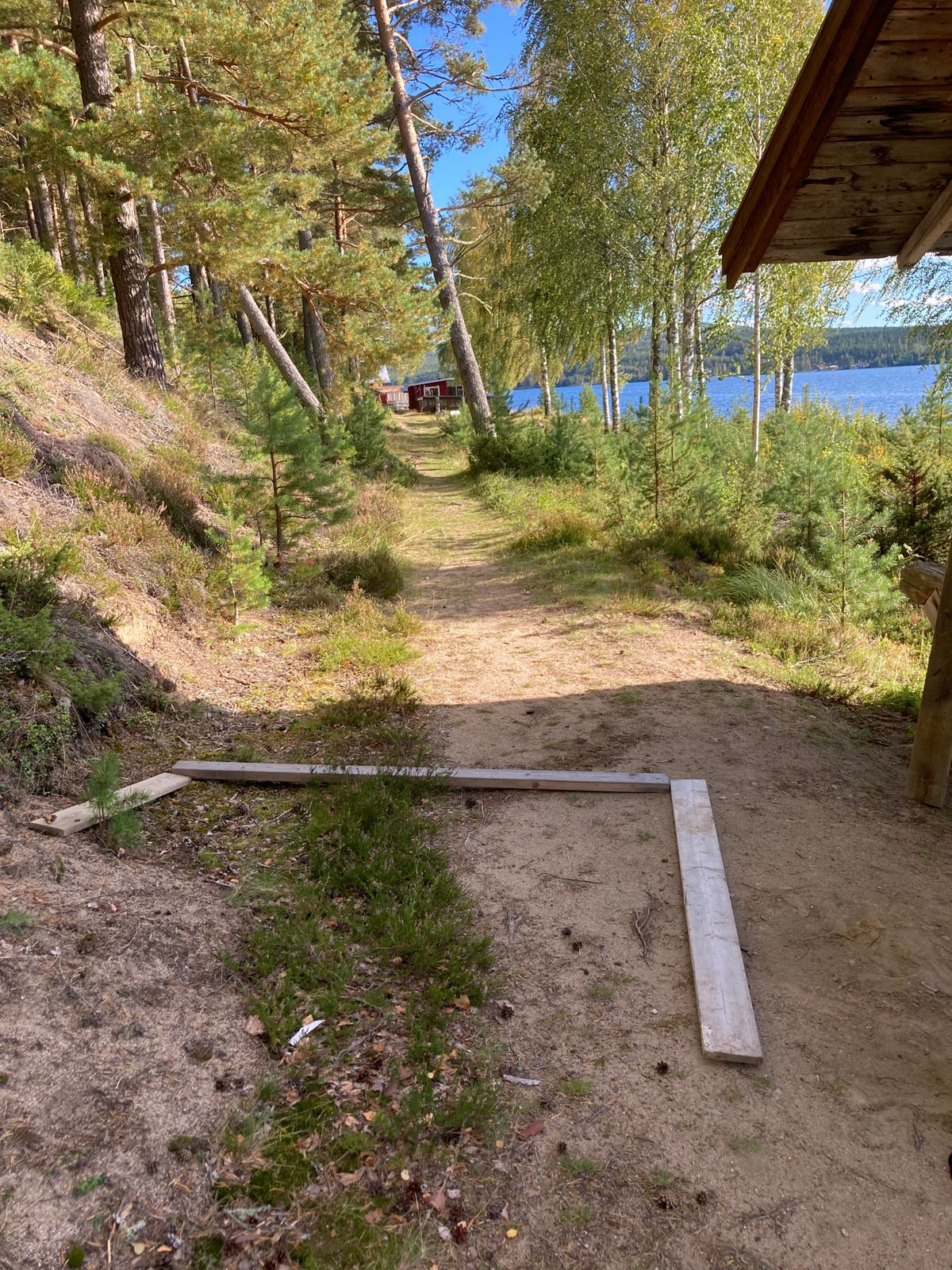 Tee 9 kasta inom det markerade området eller lite till vänster om skjulet