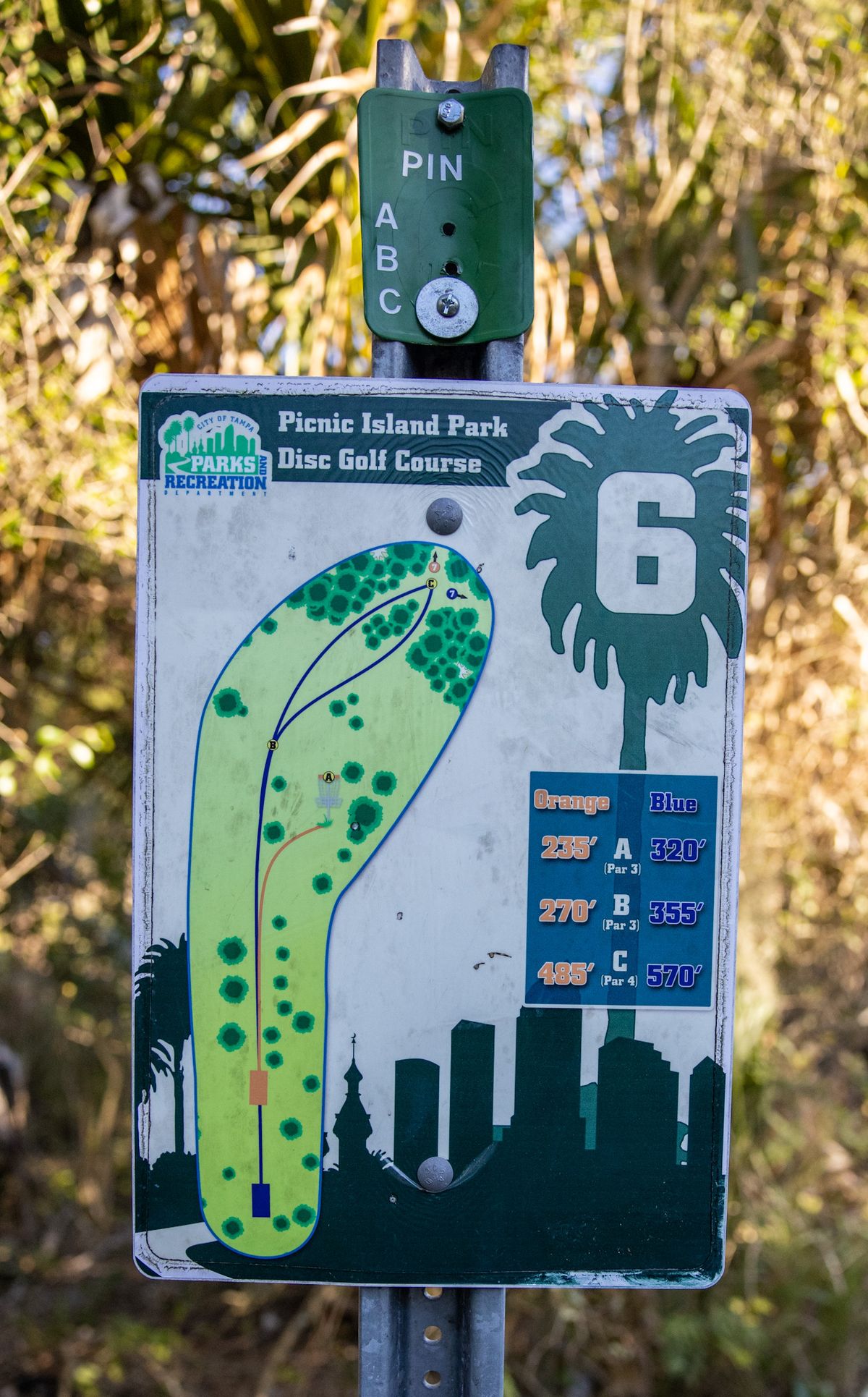 Hole 6 sign.