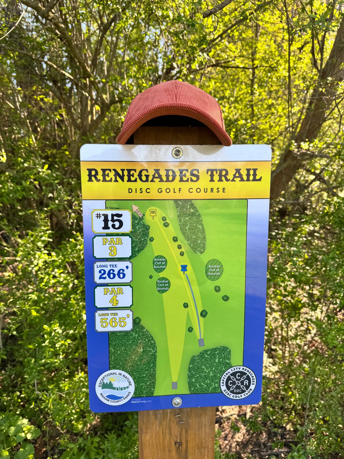 Very nice course, hole 2 is confusing because basket is hiding under ground and hard to putt.