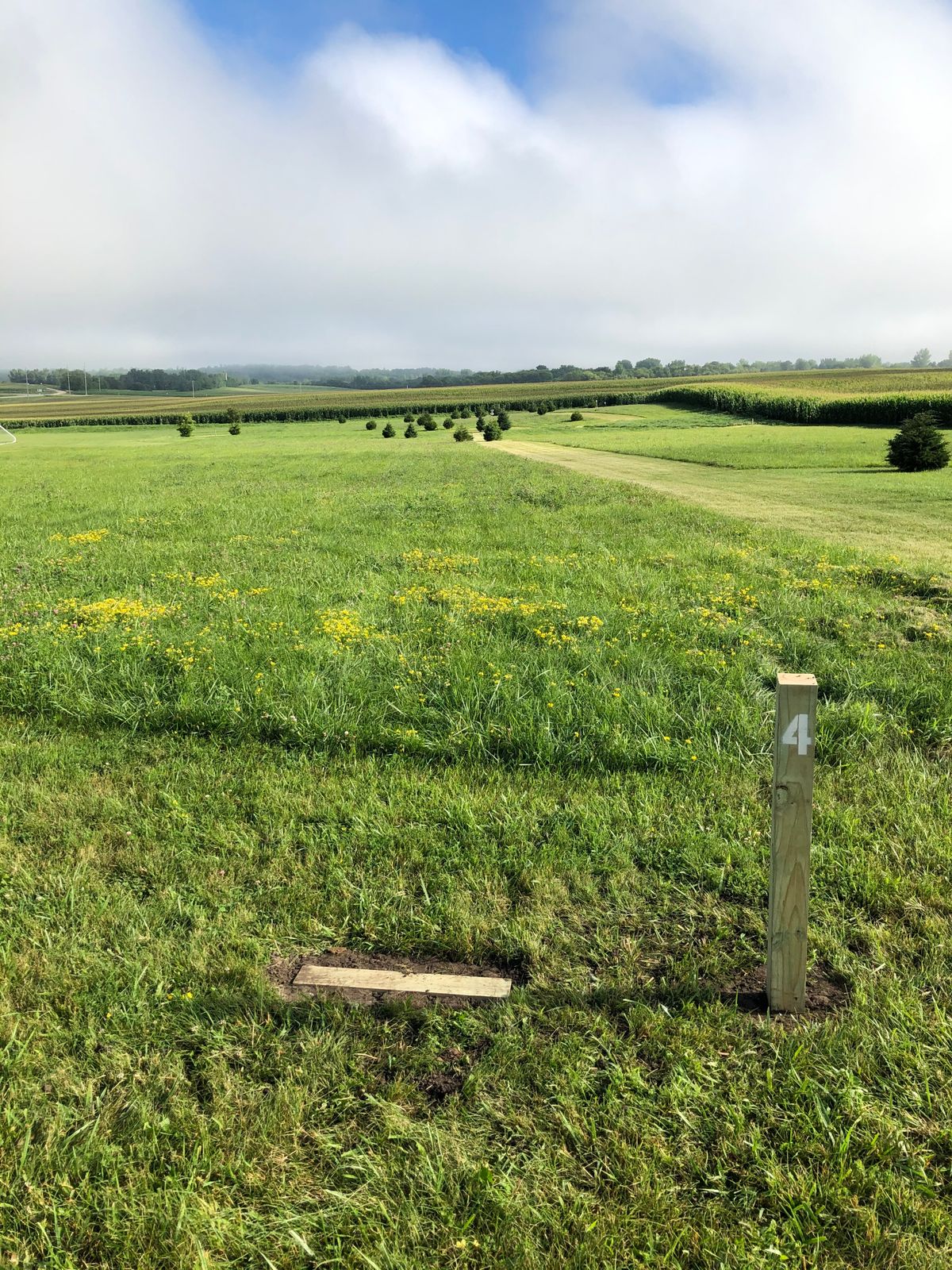 Hole 4 marker and tee pad