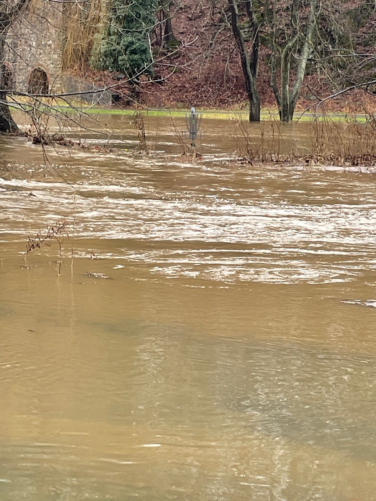 Hole 7 basket flooded