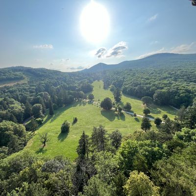 View from castle tower on course.