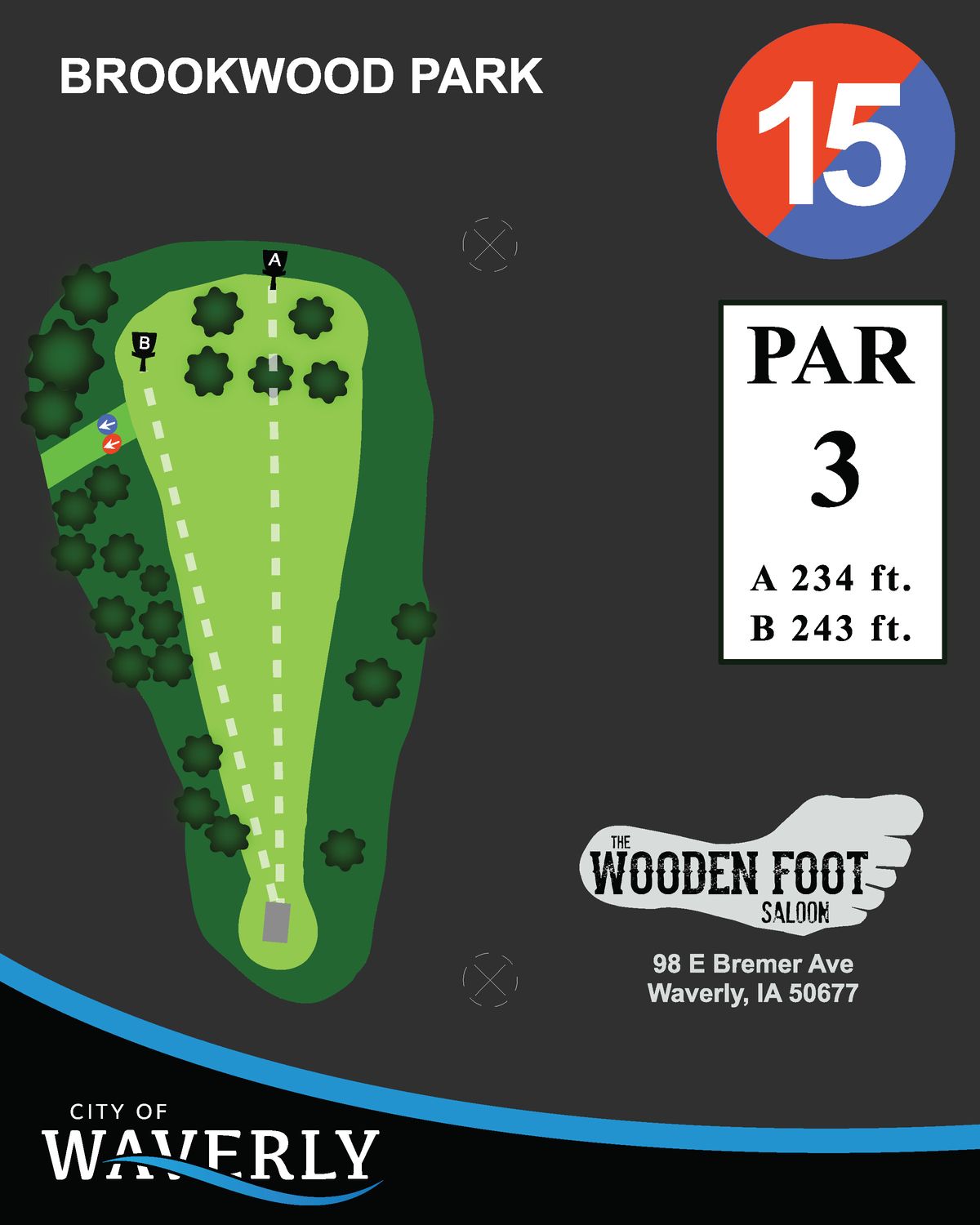 Hole 15 combined teepad sign