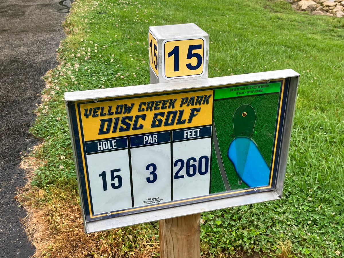 Hole 15 tee sign.