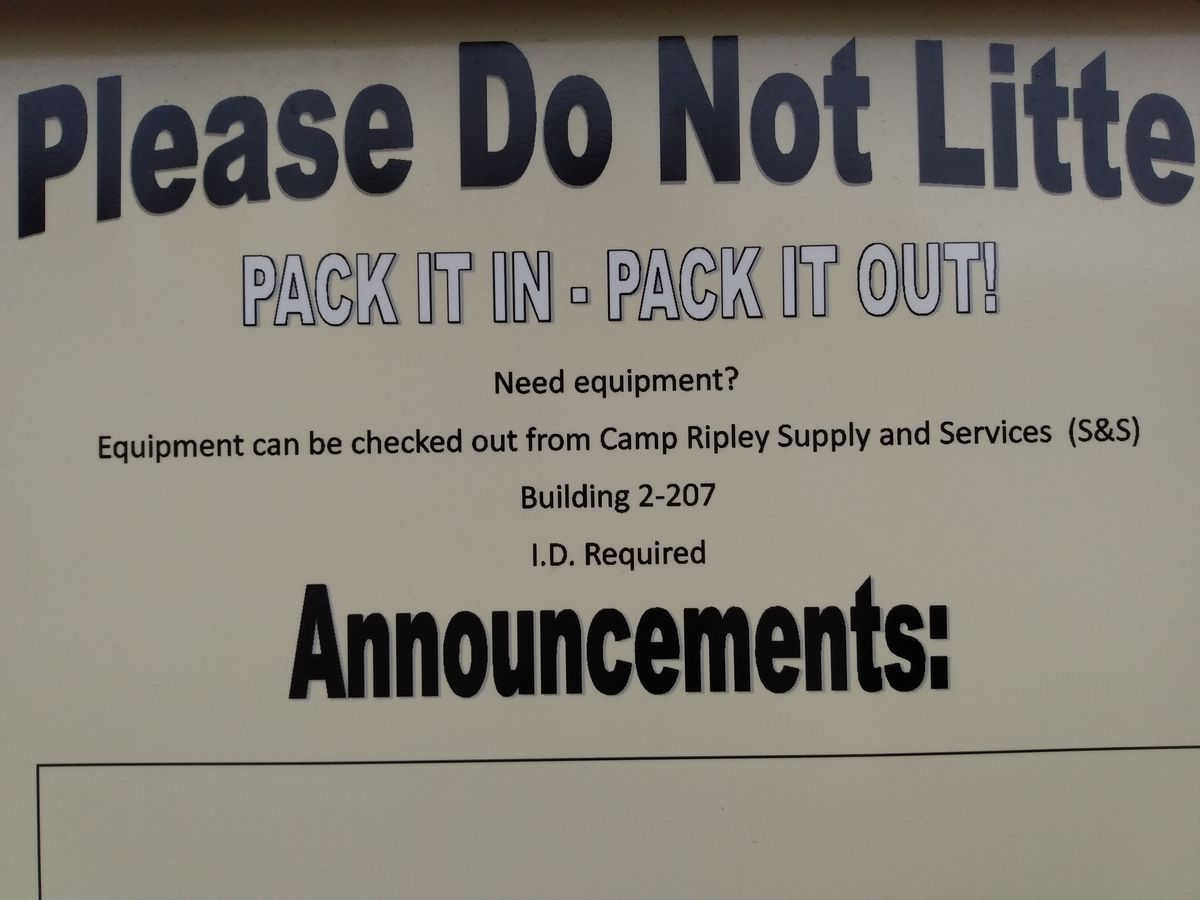 Contact info to get on base. Call camp Ripley MWR.