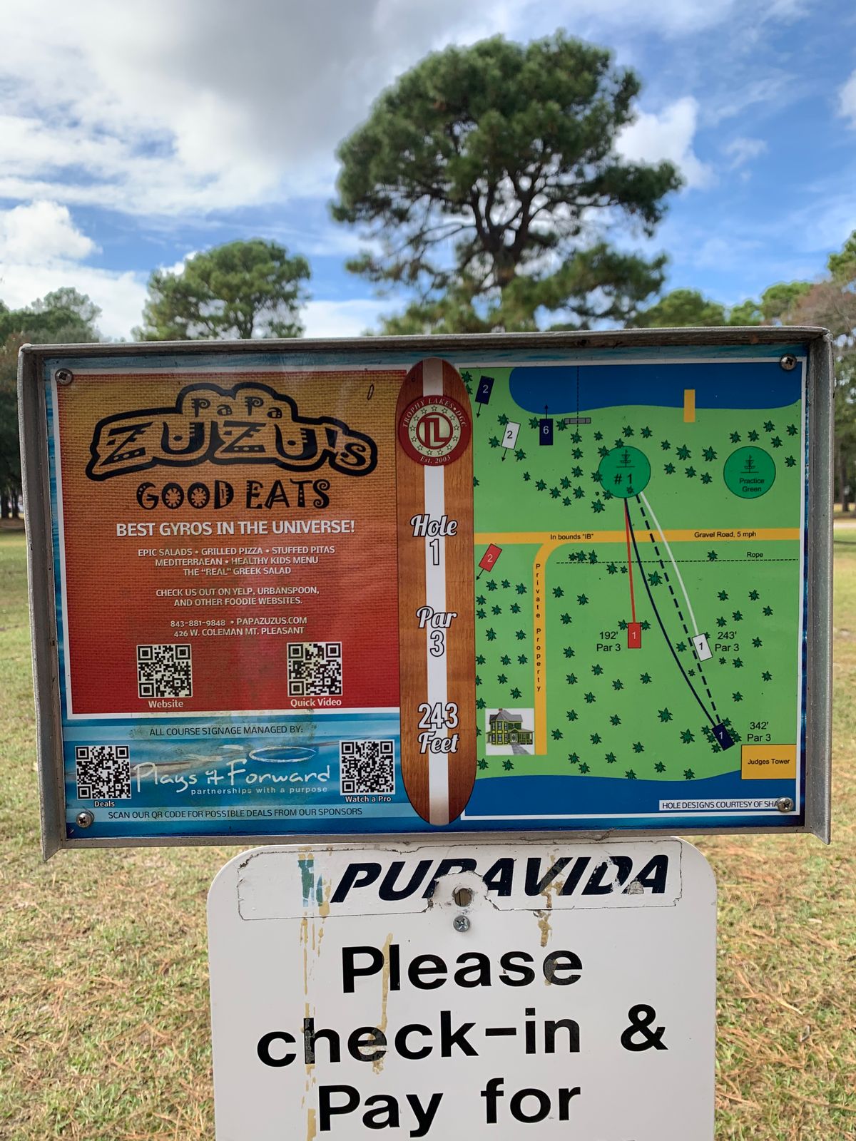 Hole 1 sign