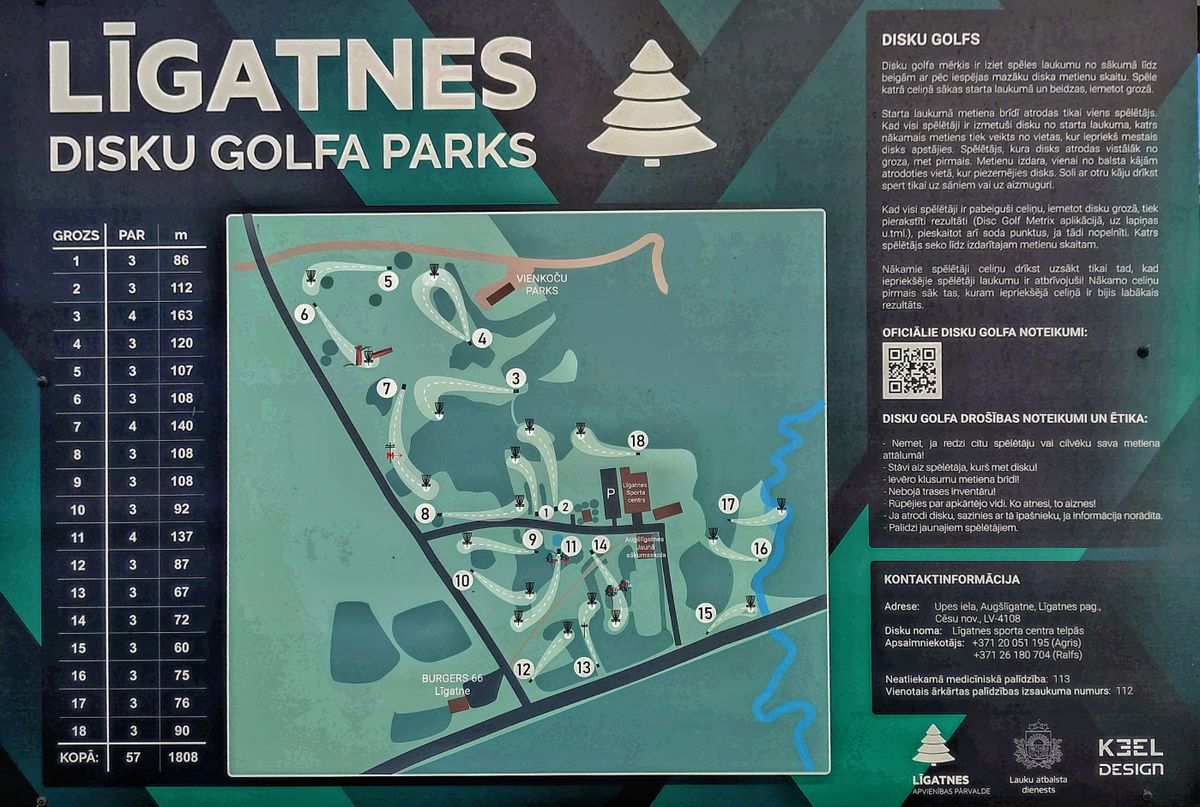 Līgatnes trases pārskats un informācija par to un disku golfu.