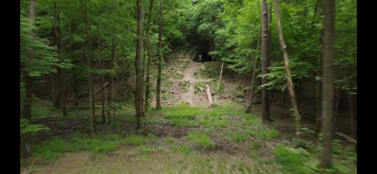 The iconic “Cave Hole” hole 4 looking up the hill from the tee.