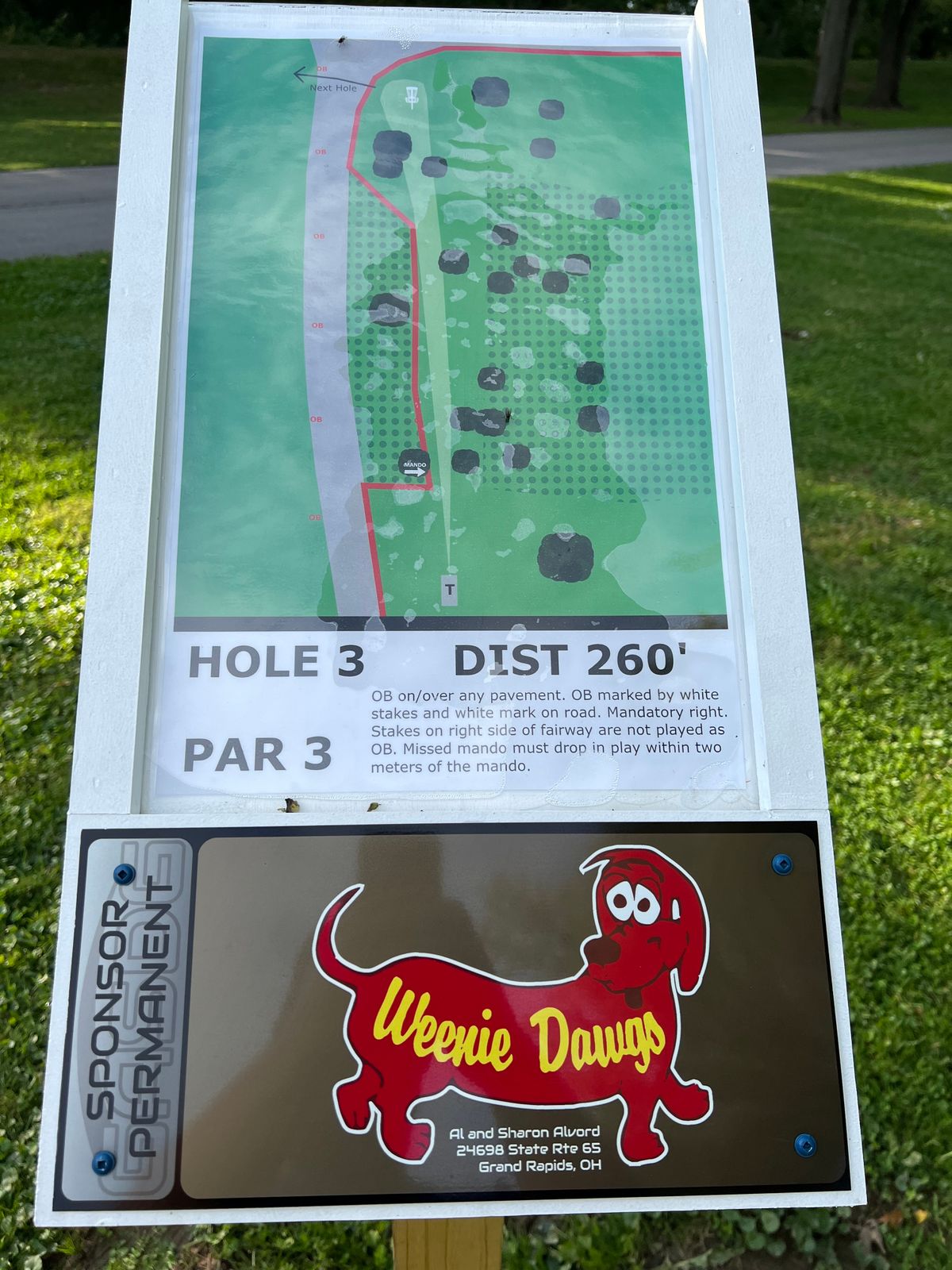 Hole 3 tee sign