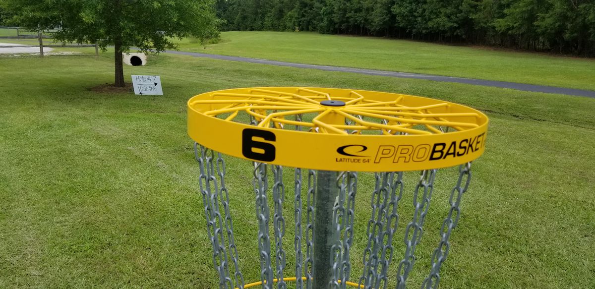 Basket 6. The sign is useful as tee 7 and tee  8 are both nearby.