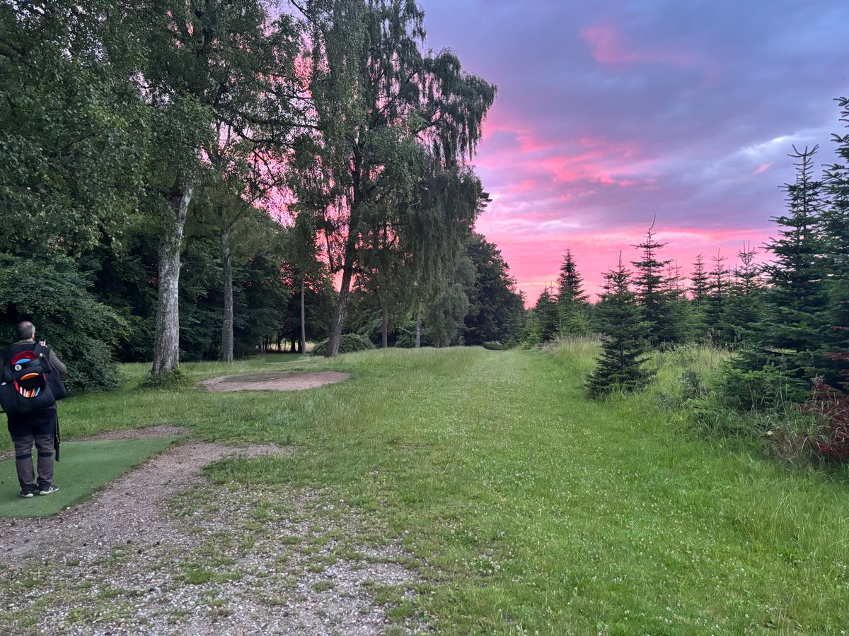 Hole 1.a eghjorten discgolf friday night july