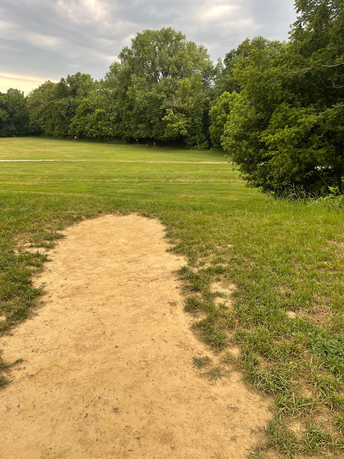 Hole 1 Tee, basket straight downhill
