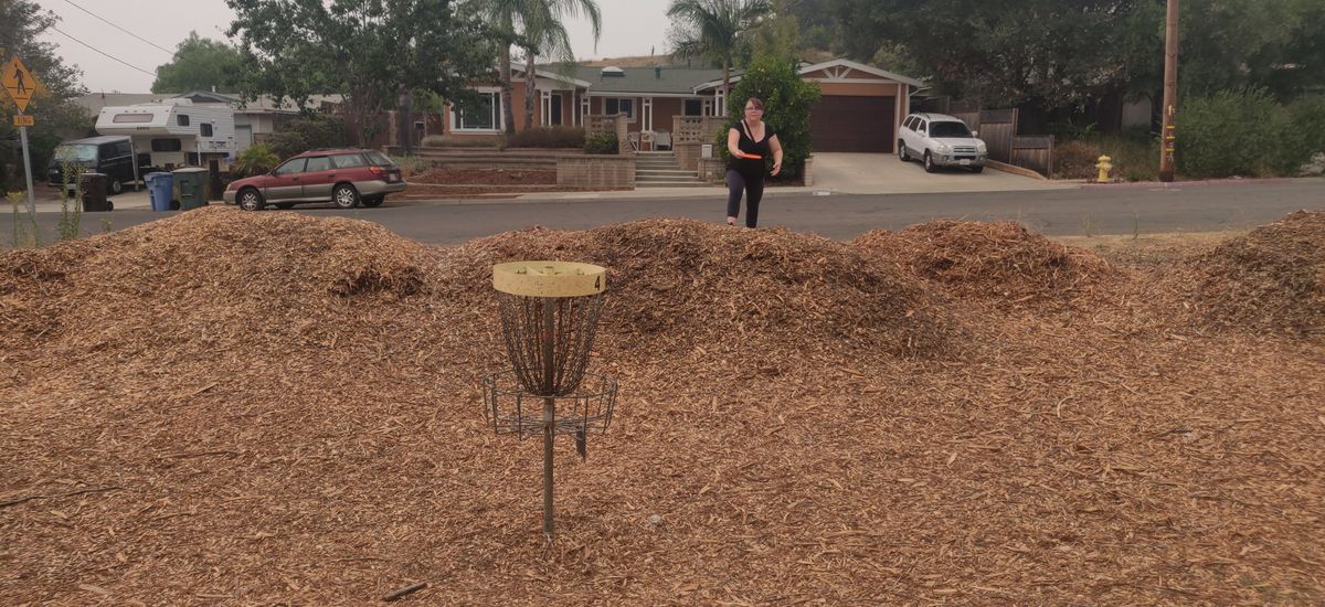 Mound of wood chips made for a cool par
