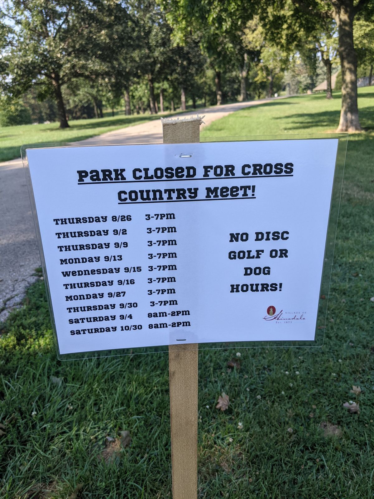 Upcoming park closures. September 2021