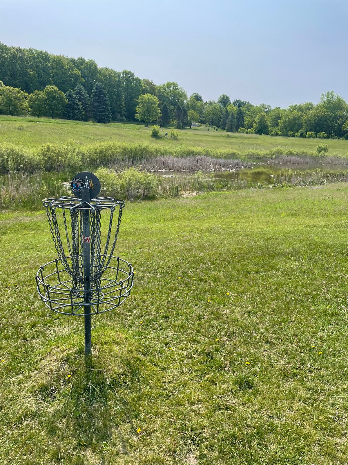 From the backside of 18 basket looking back at the course. Tee for 18 is left, out of the picture.