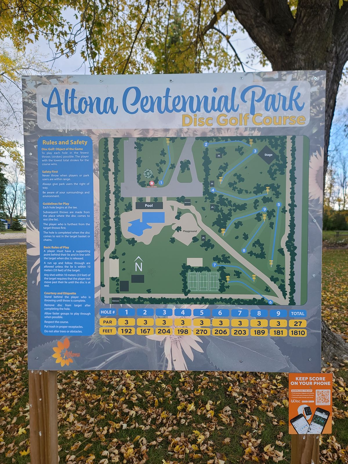 Have this picture handy to play this course for the first time without the Udisc app.