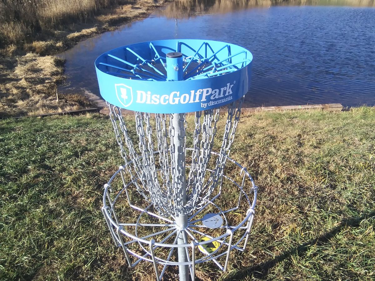 Basket 13 looking north toward pond (tee pads are across pond). 