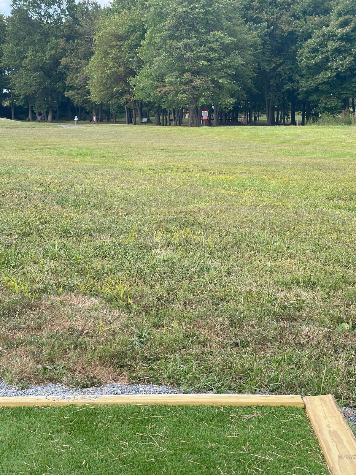 Tight little ace run family course. You can see 5 targets on hole 1 tee.