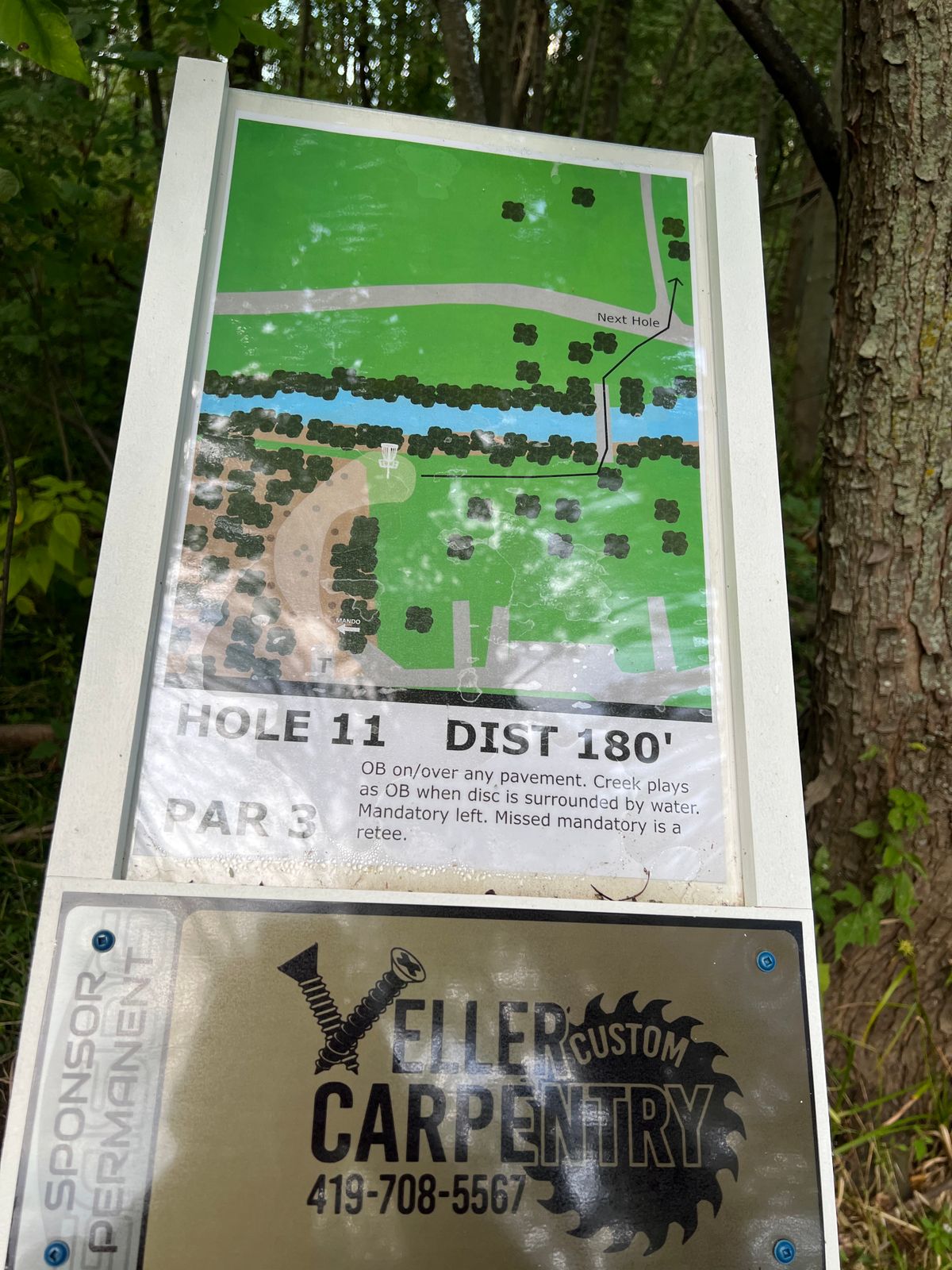 Hole 11 tee sign
