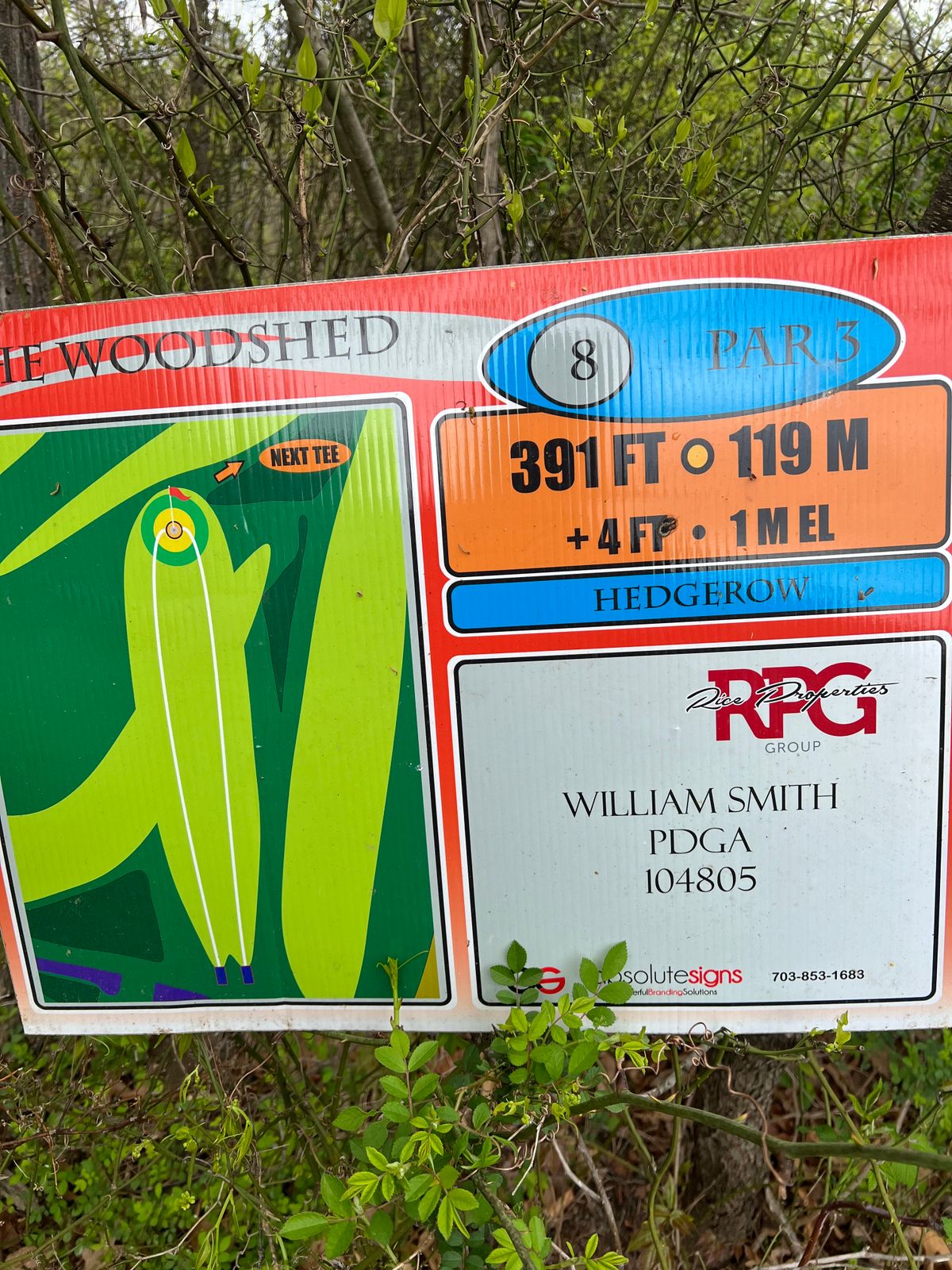 Hole #8 sign