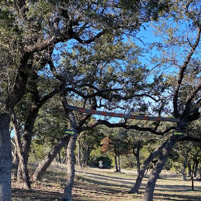 The triple mando on hole 8, with the basket set at the long position.
