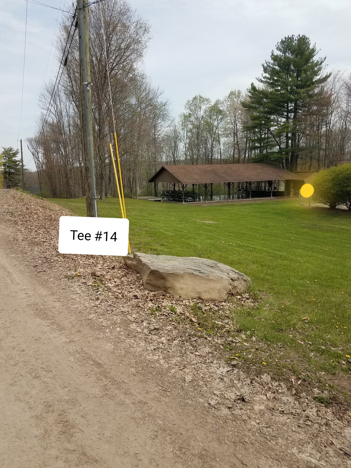 Tee #15 next to basket #14