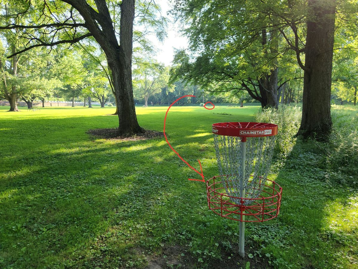 View behind basket on hole 14