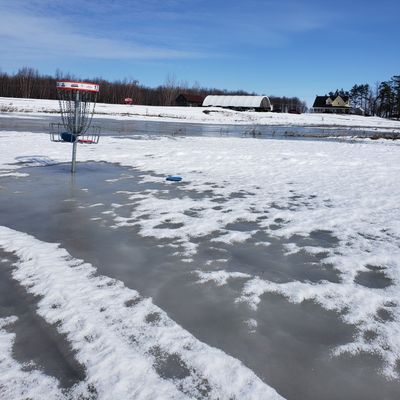 An island green during the fair weather season.