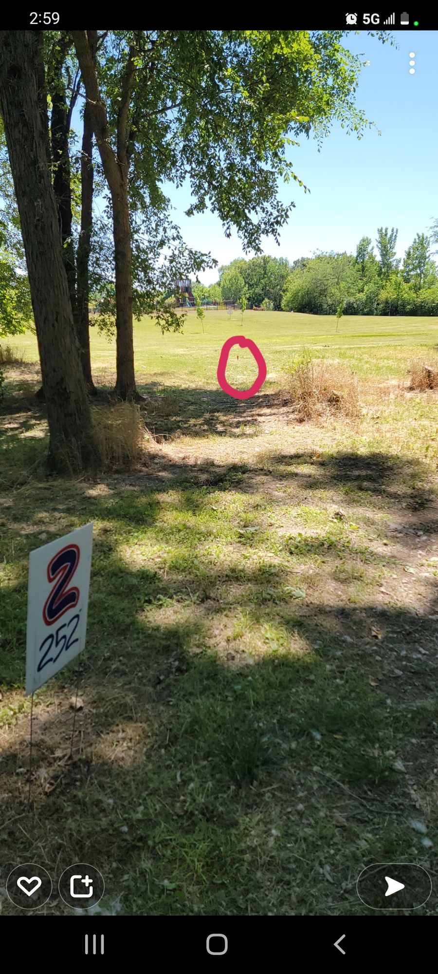 Sign for blue/white pad and stake circled in red for rec pad I'm assuming