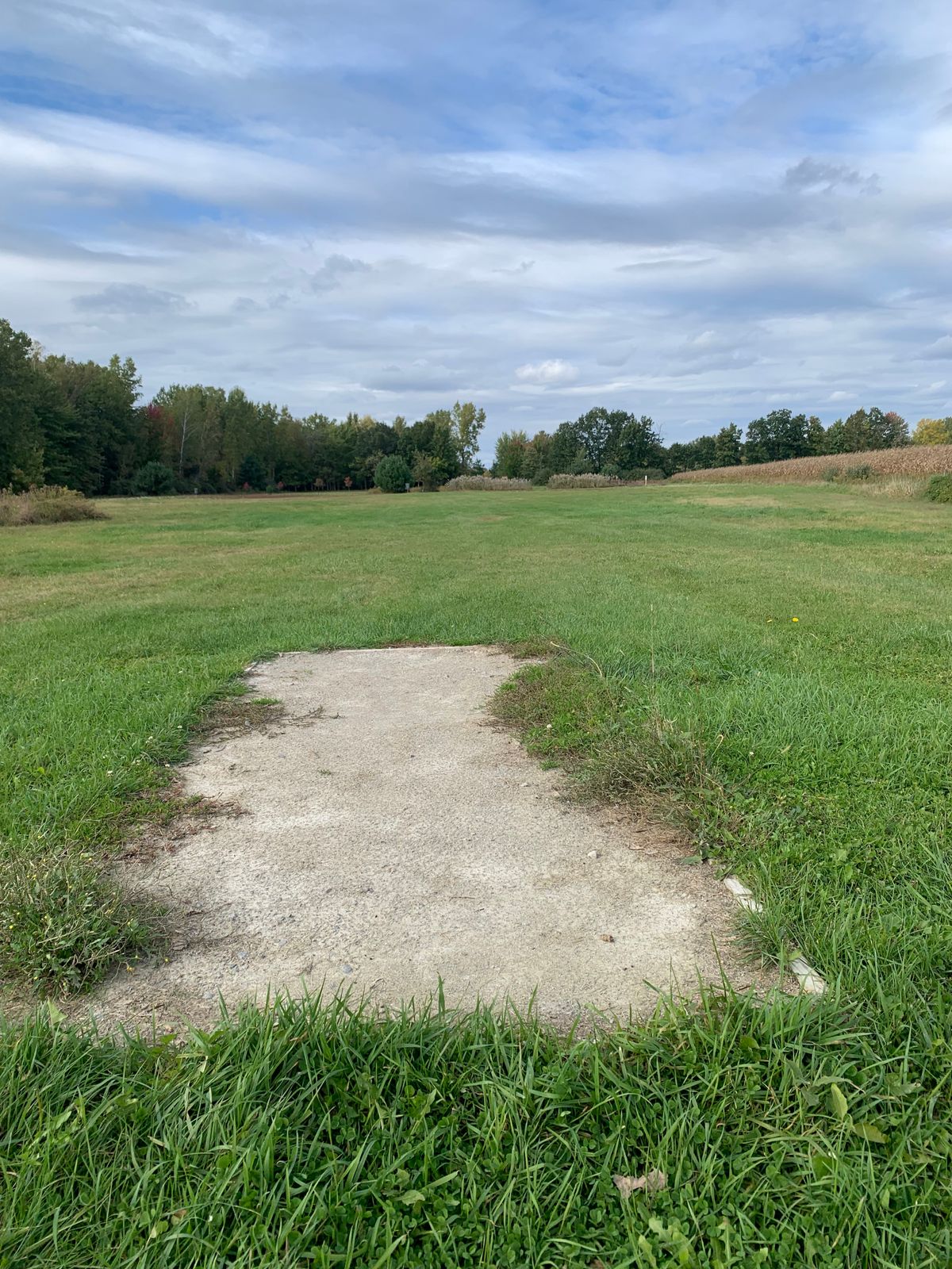 A look at the tee pads (this one is hole 8). Not great, but at least there is a tee pad.