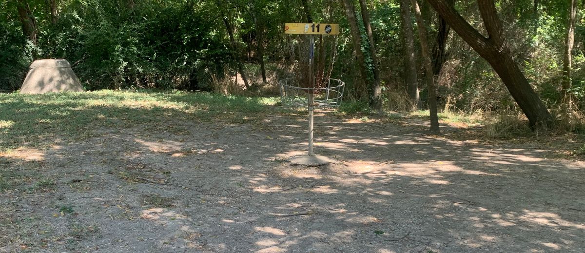 Hole 11 basket. Easy to see from the tee box.