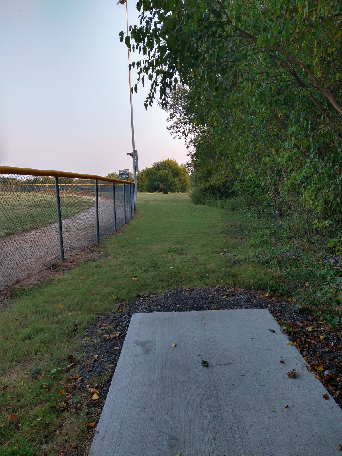 3rd Tee Pad, basket is slightly to the right short of the walking trail.