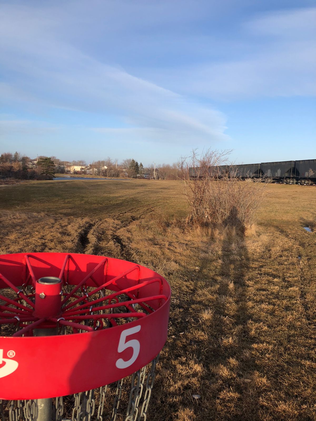 Looking back from number 5 basket by the old coal train