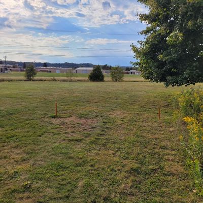 Hole 2 - short ace run with an island green (marked by paint and flags) 