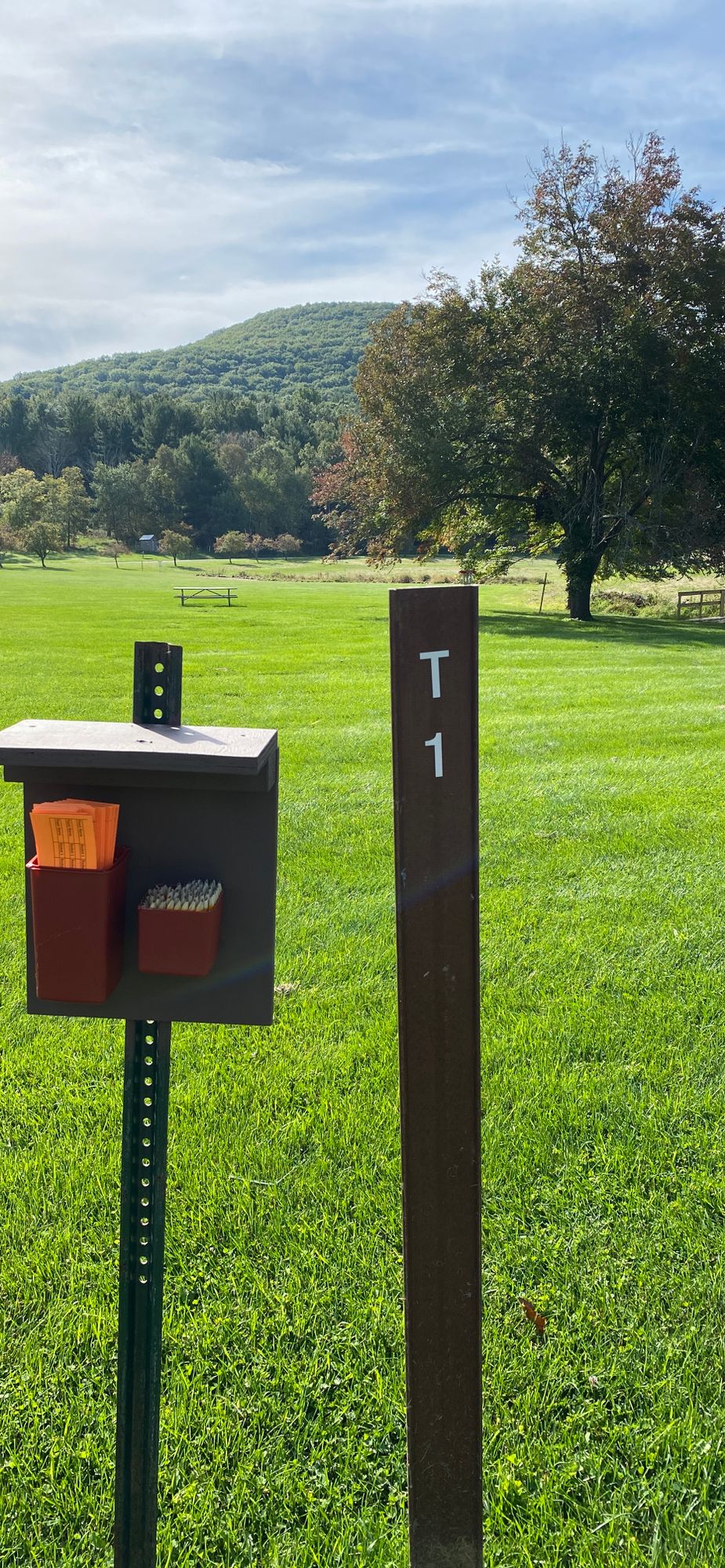 1st tee off the parking lot.