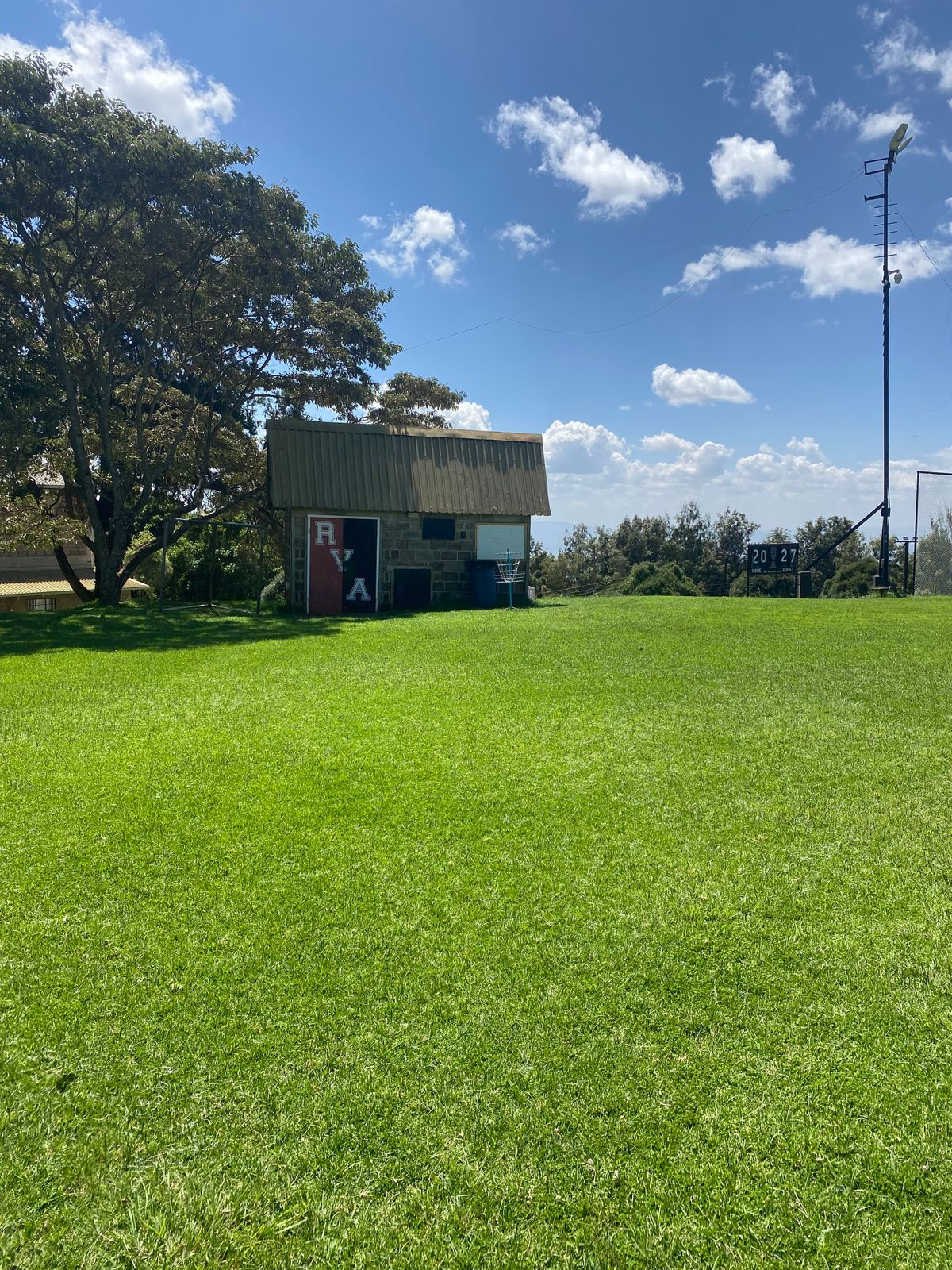 Target of hole 3 (trash can in front of shed)