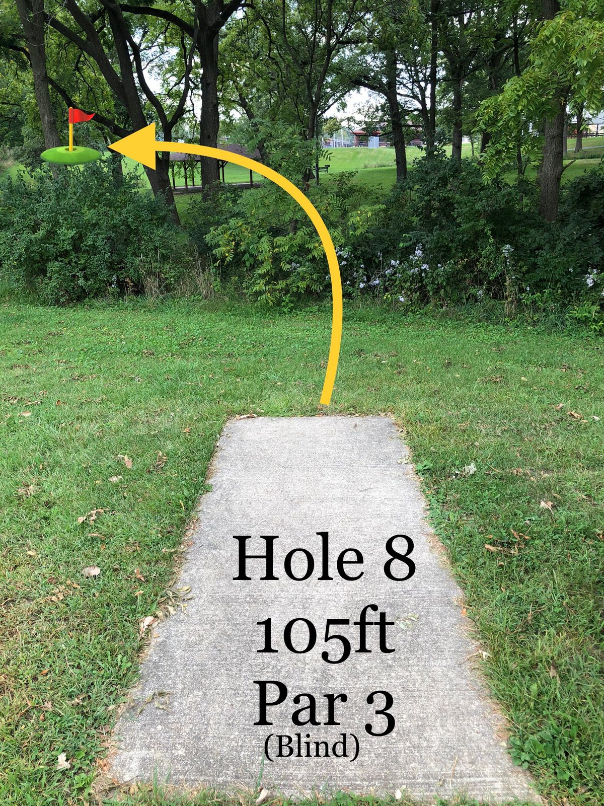 Look from hole 8 tee. Blind turn to the left.