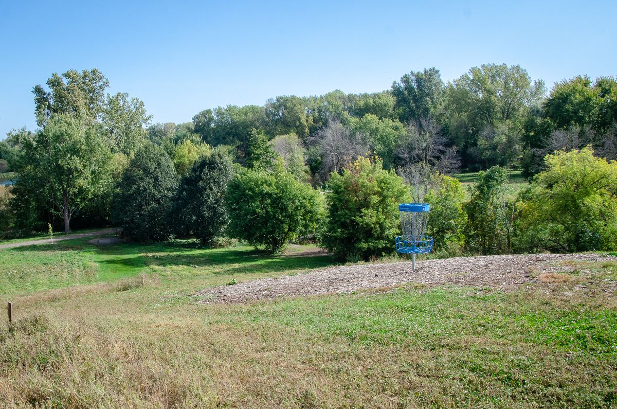 Hole 8 from the top of the hill behind the basket