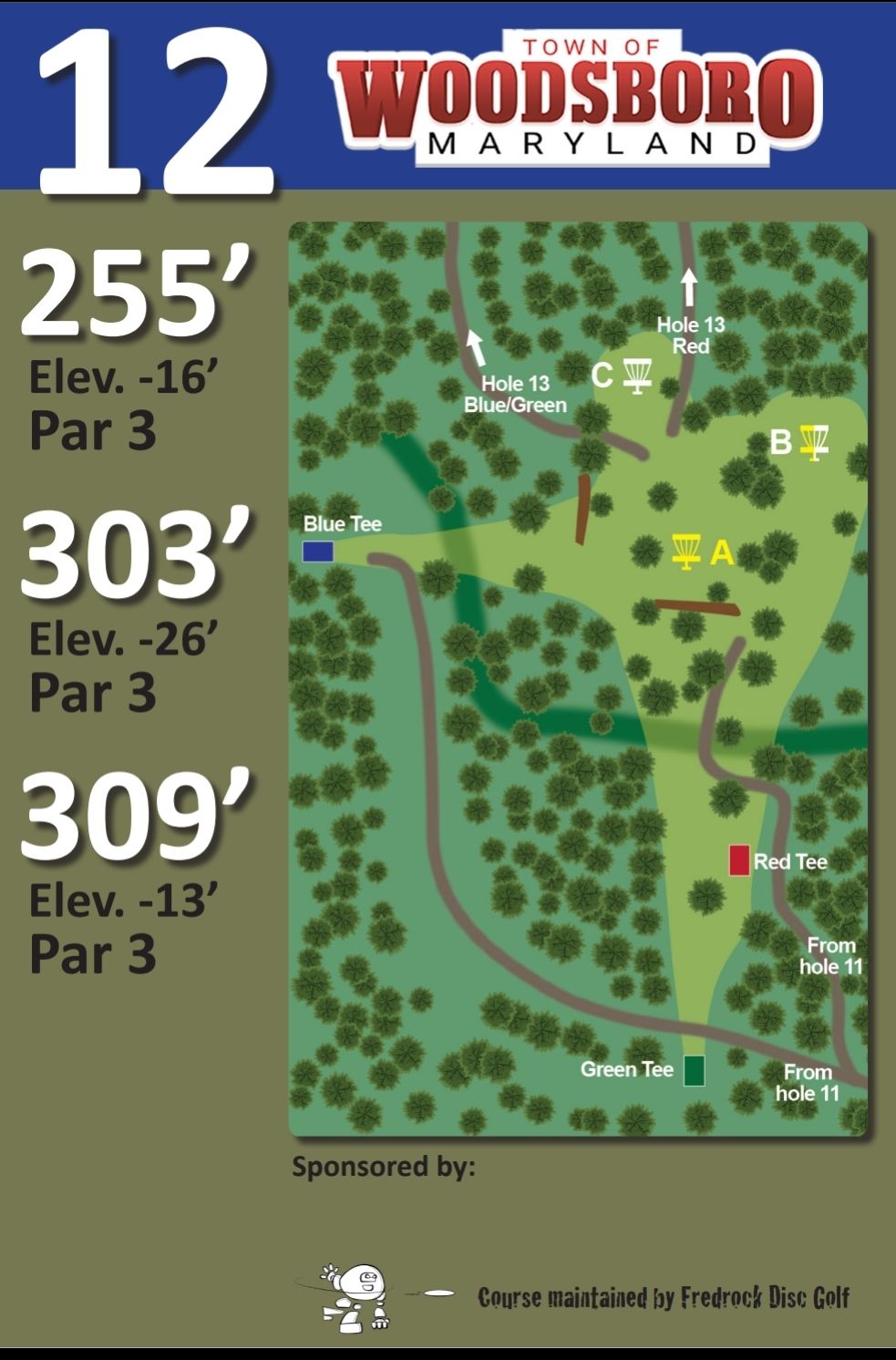 Hole 12 blue tee sign