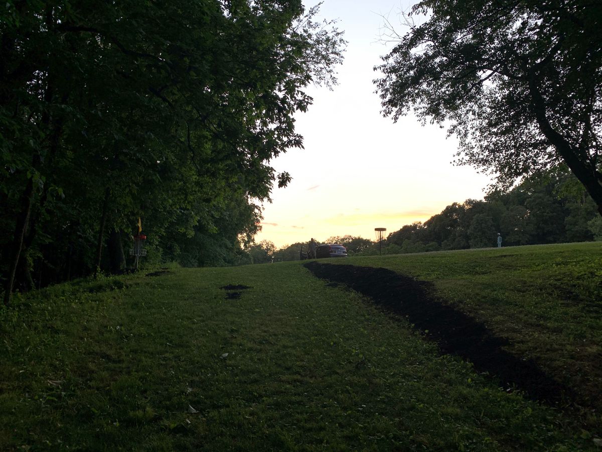 Hole 6 approach with dual-basket set up.