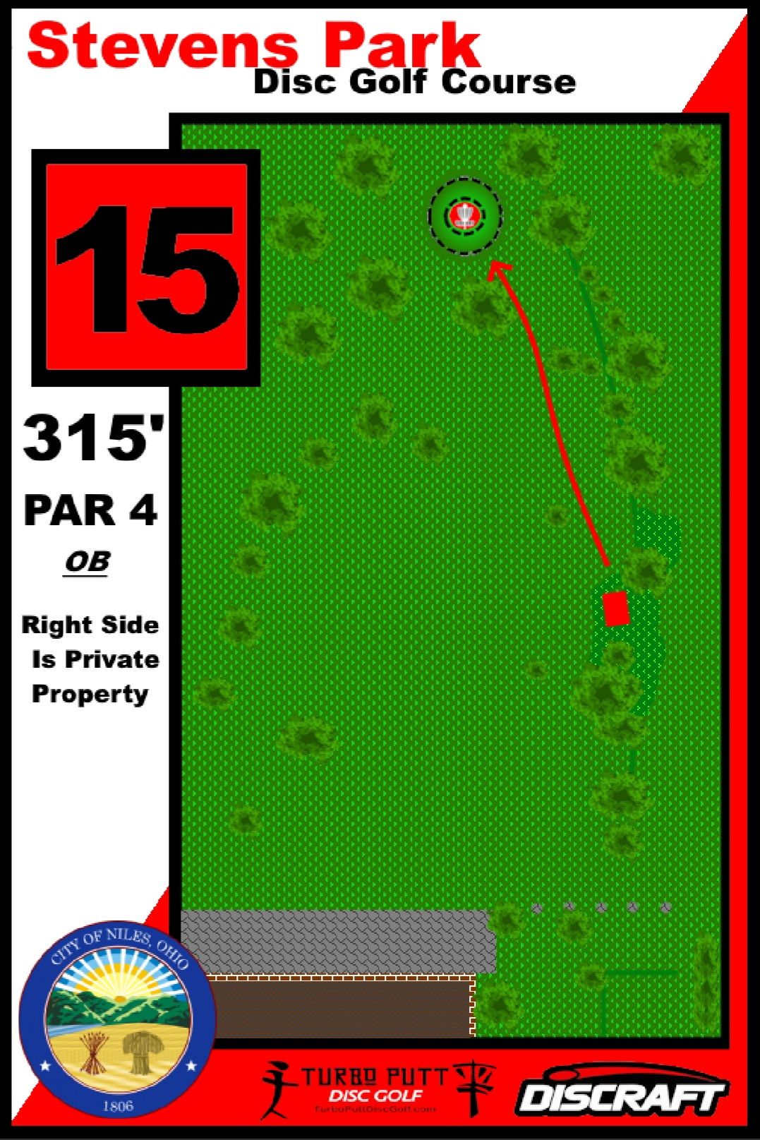 Hole 15 Red Tee Sign
