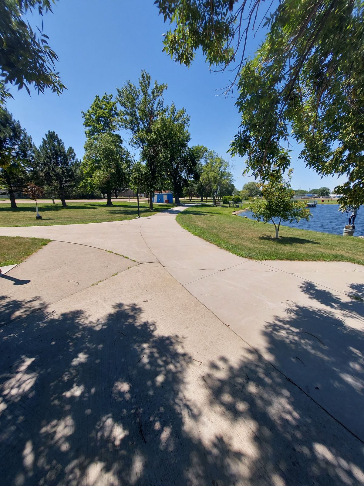 Thin landing area just past the playground