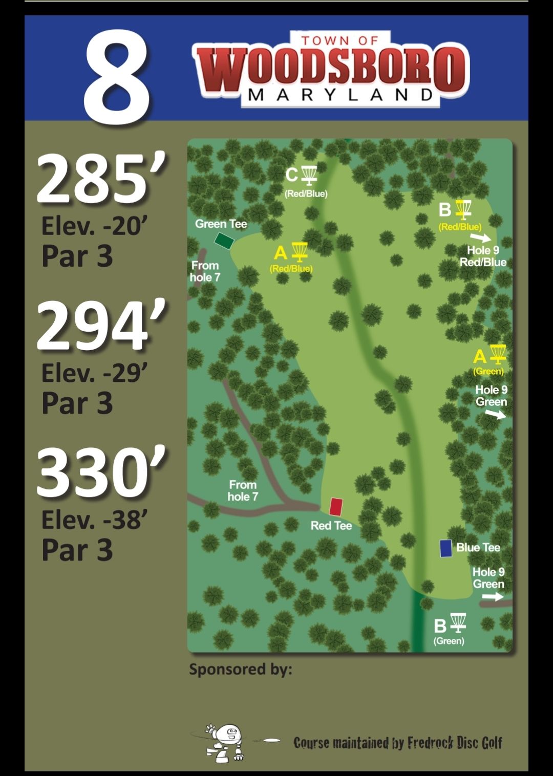 Hole 8 blue tee sign