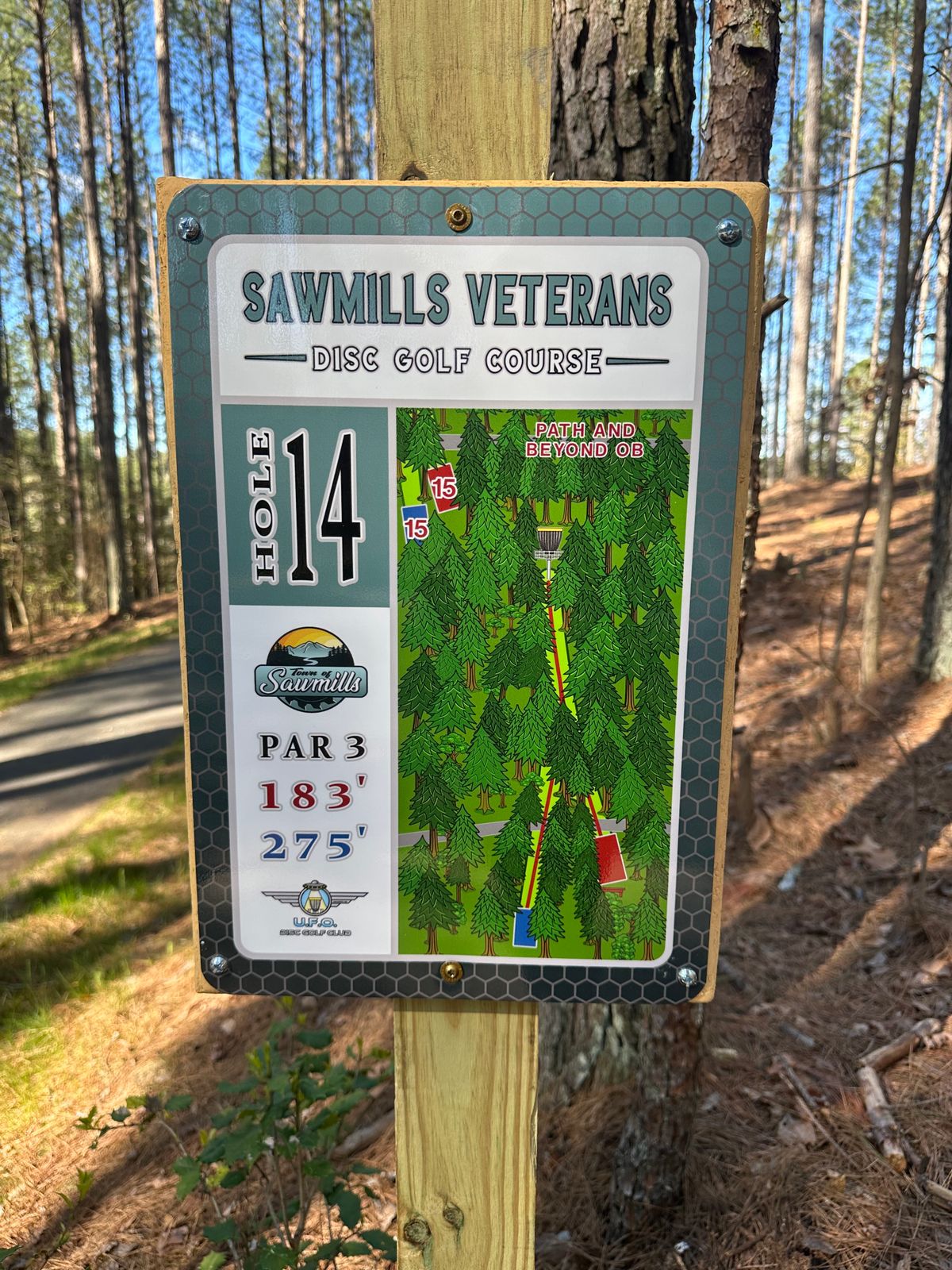 Hole 14 tee sign