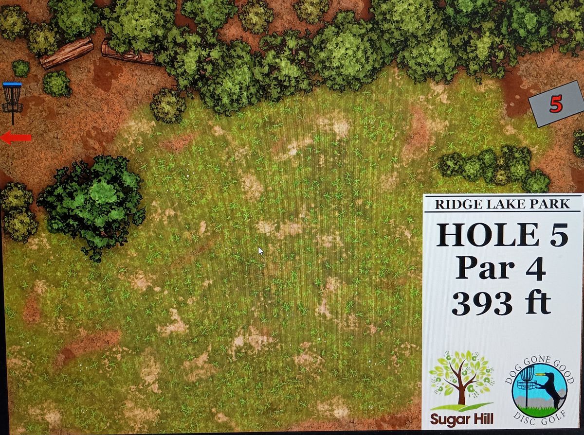 Hole 5 tee sign