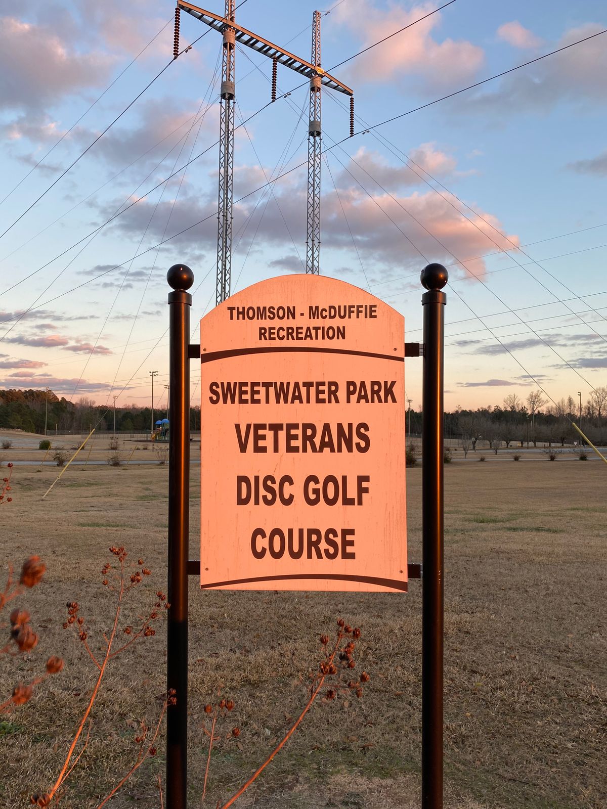 Sweetwater Park Veterans Disc Golf Course sign