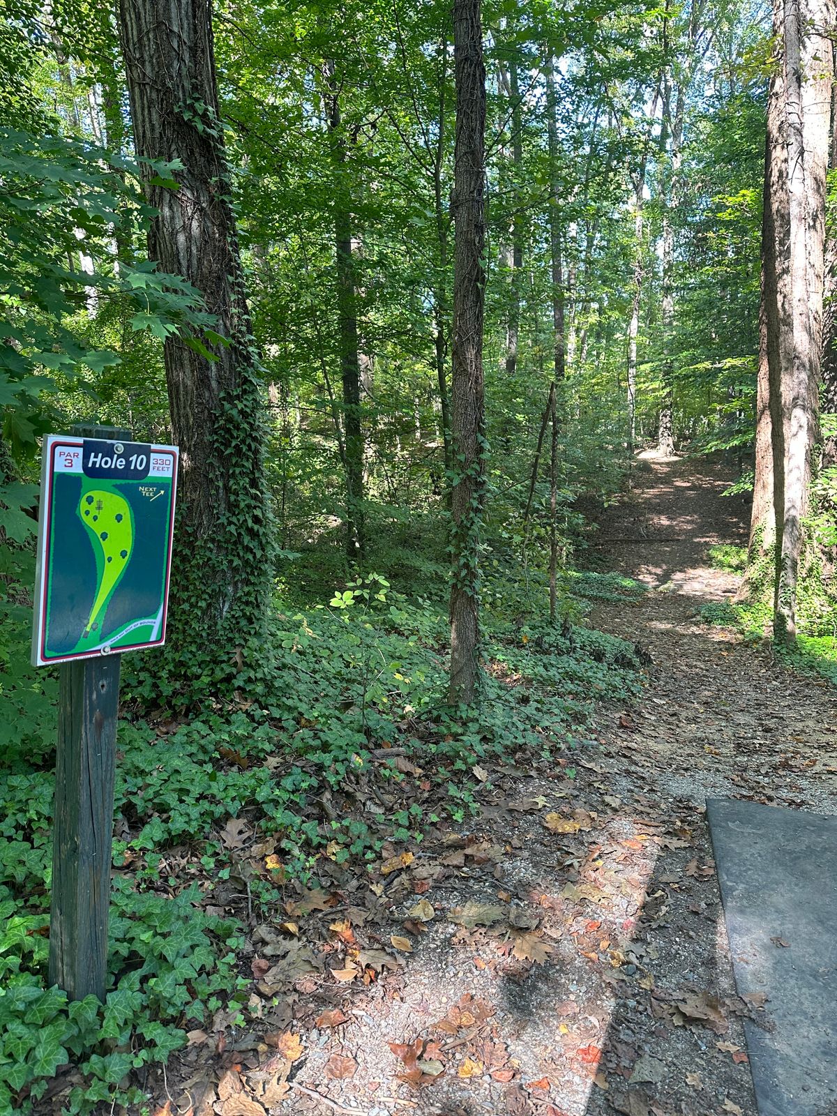 Hole #10 - narrow tunnel into a strong dogleg left