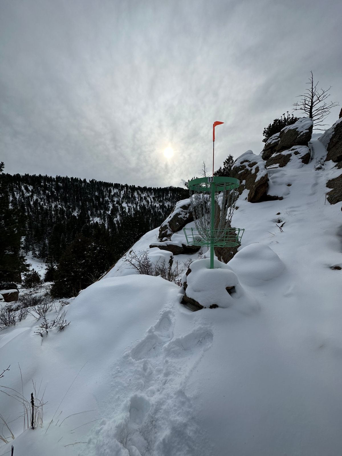 Hole 13 in snow