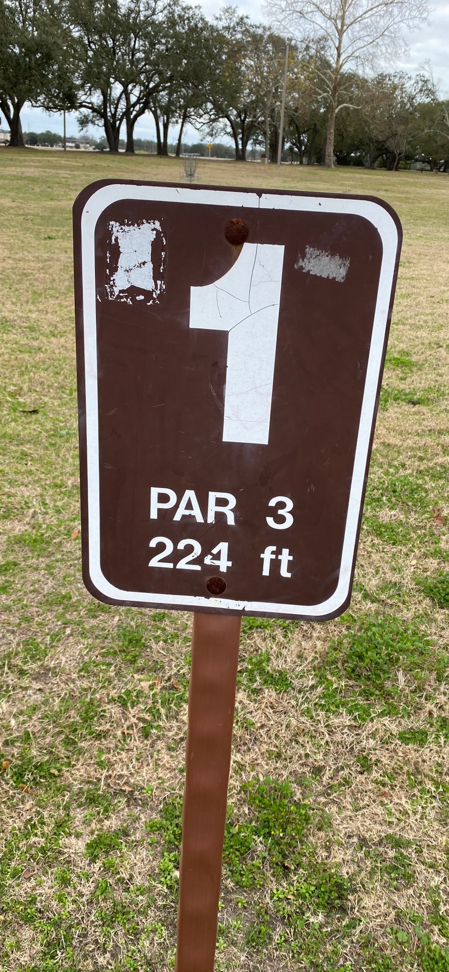 Hole 1: Tee Box is Grass/dirt.