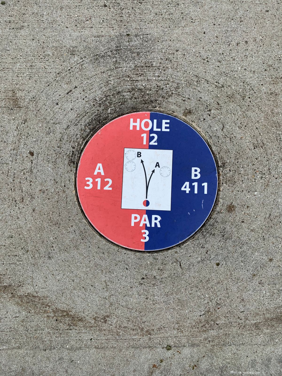 Hole 12 Marker (Only shared tee pad Red & Blue)